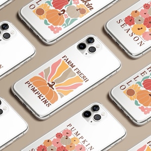 Autumn Pumpkin Phone Case Fall Clear Cover MagSafe for iPhone 16 15 14 13 12 Pro Max Plus, Samsung S25 S24