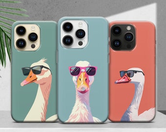 Funny Goose Phone Case with Sunglasses Cover for iPhone 17 16 15 14 13 12 11 XR Pro Max Plus, Samsung S25 S24 Ultra
