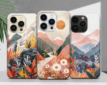 Mountain Phone Case Forest Landscape Abstract Cover for Phone 17 16 15 14 13 12 11 XR Pro Max Plus, Samsung S25 S24 Ultra