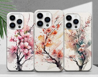 Sakura Phone Case Cherry Blossoms Floral Cover for iPhone 17 16 15 14 13 12 11 XR Pro Max Plus, Samsung S25 S24 Ultra