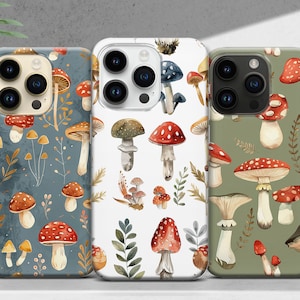 Mushroom Phone Case Cottagecore Fungi Cover for iPhone 16 15 14 13 12 11 XR Pro Max Plus, Samsung S25 S24