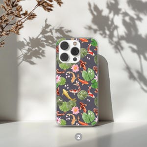 Koi Fish Phone Case Japanese Art Cover MagSafe for iPhone 17 16 15 14 13 12 Pro Max, Samsung S25 S24 Plus Ultra FE Design 2 - gray bg