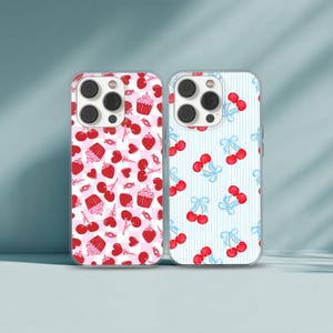 Coquette Cherry Phone Case Fruit Cover for iPhone 16 15 14 13 12 11 XR Pro Max, Samsung S25 S24 Plus Ultra FE