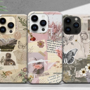 Vintage Phone Case Scrapbook Cover for iPhone 17 16 15 14 13 12 11 XR Pro Max Plus, Samsung Galaxy S25 S24 Ultra, Google Pixel 10 9 8A