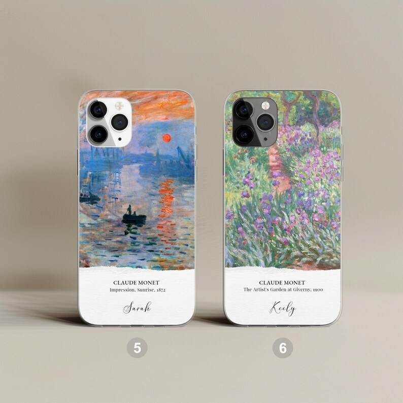 Personalized Monet phone case, Impressionist art design, Claude Monet style, artistic smartphone cover, water lilies, elegant phone accessory, art lover gift, iPhone/Samsung case, unique protective case, trendy phone case design, famous art case.