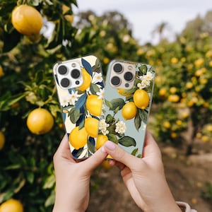 Lemon Phone Case with Citrus Print Cover for iPhone 16 15 14 13 12 11 XR Pro Max Plus, Samsung S25 S24