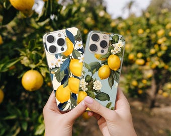 Lemon Phone Case with Citrus Print Cover for iPhone 17 16 15 14 13 12 11 XR Pro Max Plus, Samsung S25 S24