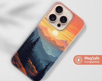 Mountain Landscape MagSafe Phone Case for iPhone 17, 16 Pro, 15, 14, 13 Plus Max – Sunset, Scenic Cover