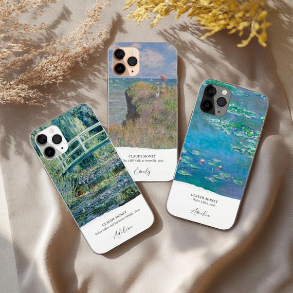 Famous Painting Phone Case Monet Inspired Art Personalized Cover for iPhone 17 16 15 14 13 12 11 XR Pro Max Plus, Samsung S25 S24 FE Ultra