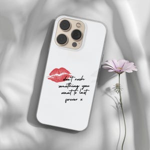 Red Lips Phone Case with Quotes - Trendy Cover for iPhone 16 15 14 13 12 XR Pro Max Plus, Samsung S25 S24 Ultra