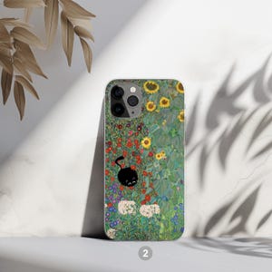 Black cat phone case featuring famous artist painting like Claude Monet and Van Gogh. Unique design blending fine art and feline charm. Perfect for cat lovers and art enthusiasts. Stylish and protective case for iPhone, Samsung, Google Pixel and other models.