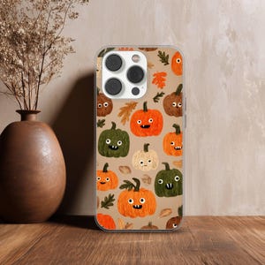 Autumn Phone Case With Pumpkins Funny Halloween Cover for iPhone 17 16 15 14 13 XR Pro Max Plus, Samsung Galaxy S25 S24 Ultra