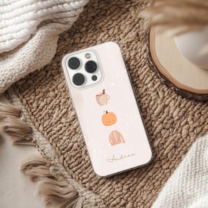 Autumn Phone Case with Personalized Name Fall Themed Cover for iPhone 17 16 15 14 13 12 XR Pro Max Plus, Samsung Galaxy S25 S24 Ultra, Pixel