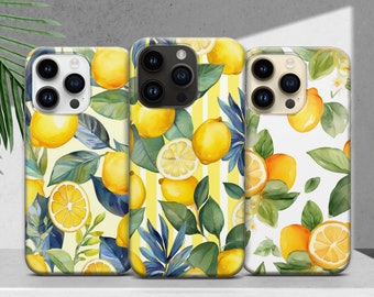 Lemon Phone Case with Citrus Pattern for Summer Vibes Cover for iPhone 17 16 15 14 13 12 11 Pro Max Plus, Samsung S25 S24 Ultra