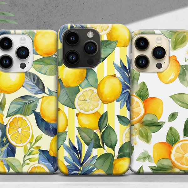 Lemon Phone Case with Citrus Pattern for Summer Vibes Cover for iPhone 15 14 13 12 11 XR Pro Max Plus/Samsung/Google Pixel by Case To Amaze