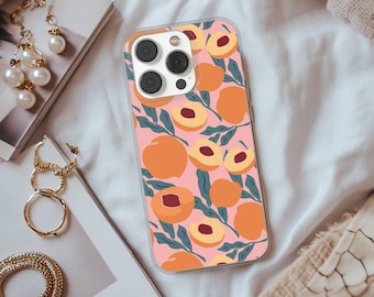 Peach Phone Case Fruits Cover for iPhone 17 16 15 14 13 12 11 Pro Max Plus, Samsung S25 S24 Ultra, Google Pixel 9