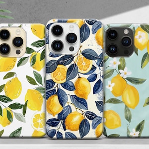 Lemon Phone Case with Citrus Print Cover for iPhone 16 15 14 13 12 11 XR Pro Max Plus, Samsung S25 S24 Ultra