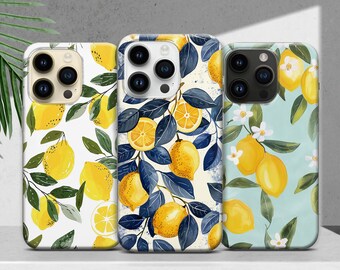 Lemon Phone Case with Citrus Print Cover for iPhone 17 16 15 14 13 12 11 XR Pro Max Plus, Samsung Galaxy S25 S24 Ultra, Google Pixel 10 9 8A