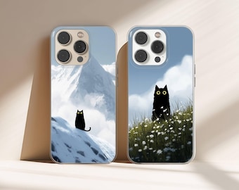 Black Cat Phone Case Nature Cover for iPhone 17 16 15 14 13 12 11 XR Pro Max, Samsung Galaxy S25 S24 Plus Ultra FE, Google Pixel 10
