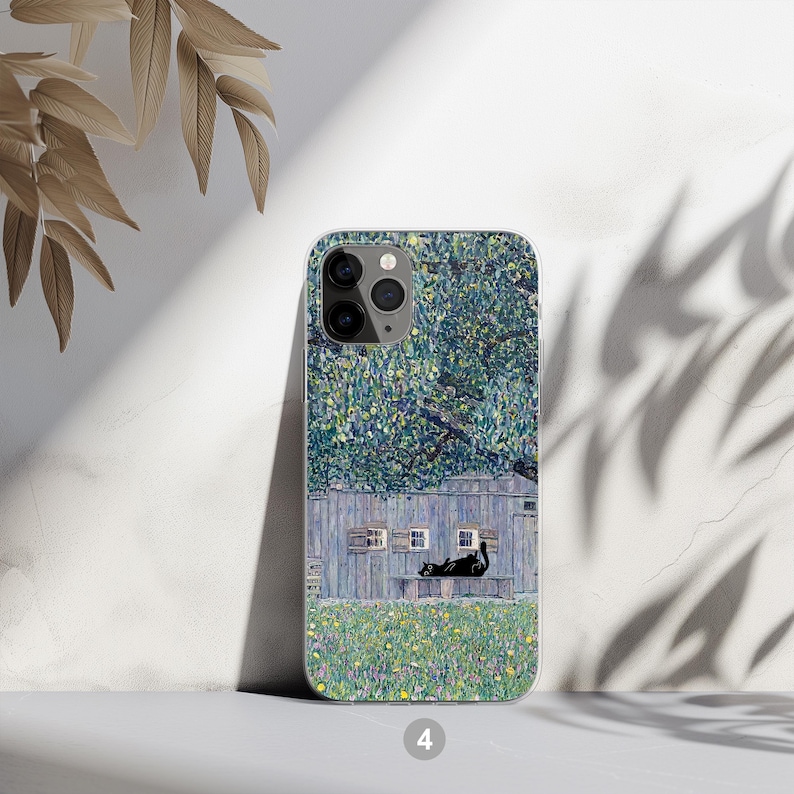 Black cat phone case featuring famous artist painting like Claude Monet and Van Gogh. Unique design blending fine art and feline charm. Perfect for cat lovers and art enthusiasts. Stylish and protective case for iPhone, Samsung, Google Pixel and other models.