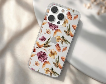 Autumn Phone Case With Leaves, Clear Halloween Cover for iPhone 17 16 15 14 13 Pro Max Plus, Samsung Galaxy S26 S25 S24 Ultra