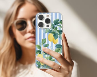 Lemon Phone Case with Citrus Pattern Fruit Cover for iPhone 17 16 15 14 13 12 11 XR Pro Max Plus, Samsung S25 S24 FE Ultra