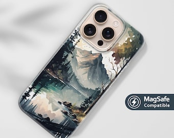 Mountain Landscape MagSafe Phone Case for iPhone 17, 16 Pro, 15, 14, 13 Plus Max – Forest, Nature & Wilderness Art