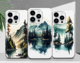 Mountain Phone Case with Forest Landscape Cover for iPhone 17 16 15 14 13 12 11 XR Pro Max Plus, Samsung S25 S24 Ultra