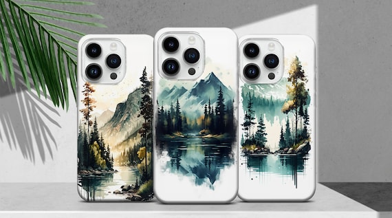 Mountain Phone Case with Forest Landscape Cover for iPhone 17 16 15 14 13 12 11 XR Pro Max Plus, Samsung S25 S24 Ultra