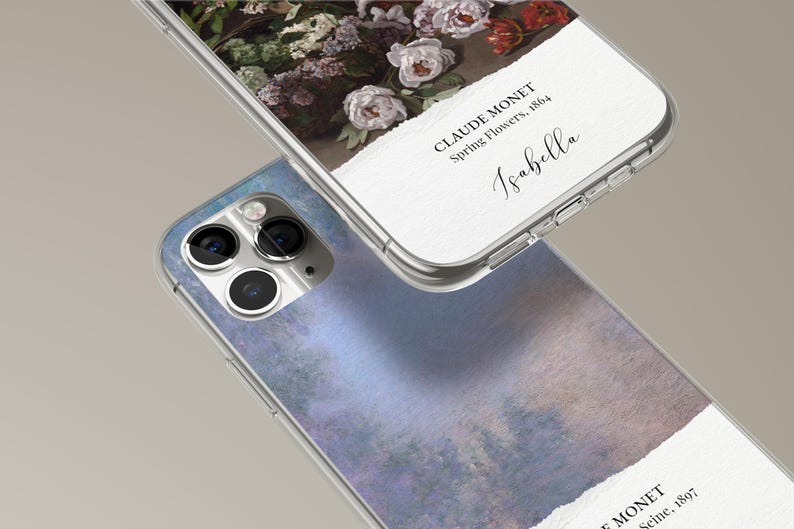 Personalized Monet phone case, Impressionist art design, Claude Monet style, artistic smartphone cover, water lilies, elegant phone accessory, art lover gift, iPhone/Samsung case, unique protective case, trendy phone case design, famous art case.