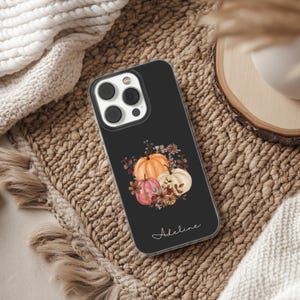 Autumn Phone Case with Personalized Name Fall Themed Cover for iPhone 17 16 15 14 13 12 XR Pro Max Plus, Samsung Galaxy S25 S24 Ultra, Pixel