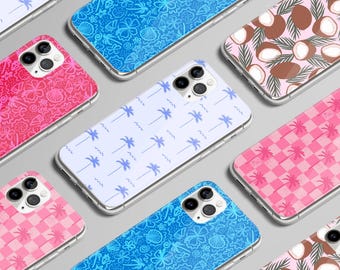 Summer Phone Case with Coconuts, Palm Trees, Seashells Tropical Cover for iPhone 17 16 15 14 13 12 11 Pro Max, Samsung S25 S24 Plus Ultra FE