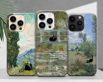 Black Cat Phone Case Famous Artist Painting Cover for iPhone 17 16 15 14 13 12 Pro Max, Samsung S26 S25 S24 Plus Ultra FE, Google Pixel 11