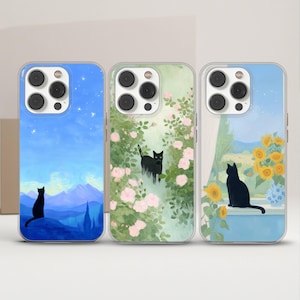 Black Cat Phone Case Famous Artist Painting Cover for iPhone 16 15 14 13 12 11 XR Pro Max, Samsung S25 S24 Plus Ultra FE