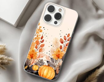 Autumn Phone Case with Pumpkins Cover for iPhone 17 16 15 14 13 12 11 XR Pro Max Plus, Samsung Galaxy S26 S25 S24 Ultra