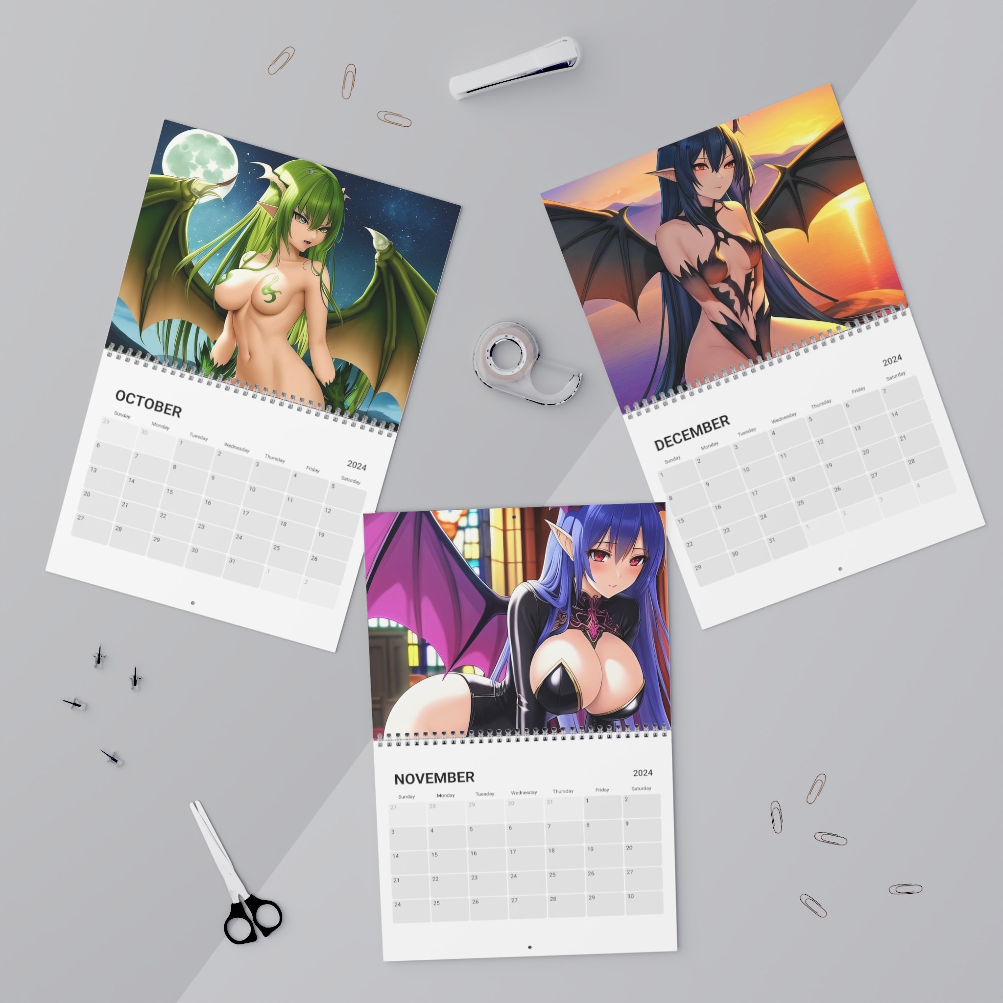 modelo de calendário mensal 2023 com garotas de anime 16468829