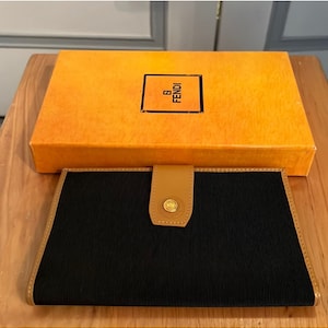 Authentische Fendi Vintage Geldbörse in Schwarz und Hellbraun