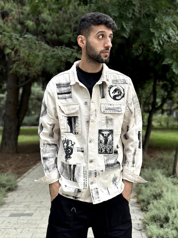Handmade Custom Denim Jacket: Unisex Wearable Art, Retro 