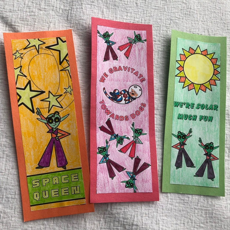 SPACE FUN BOOKMARKS, Color, Cut, Glue, Activity for Kids, Solar System ...