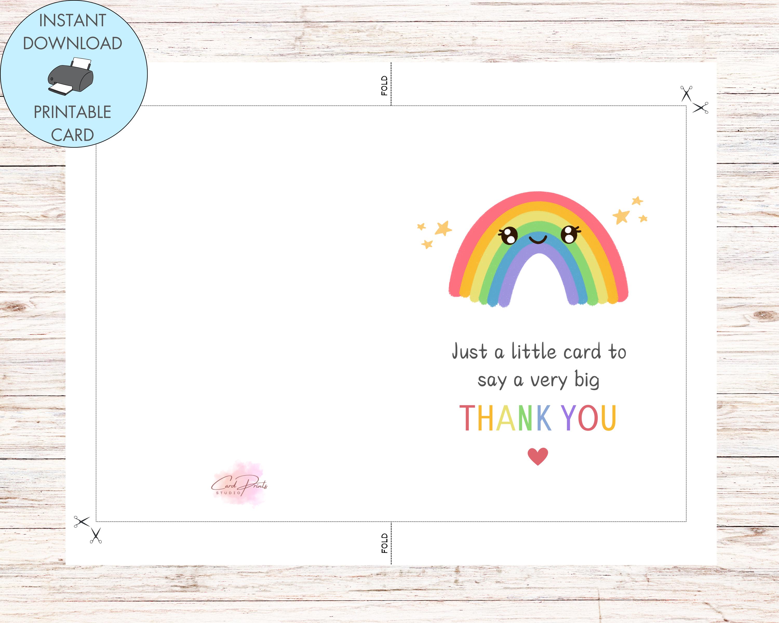 Printable Just A Little Card to Say A Very Big Thank You Card, Instant ...