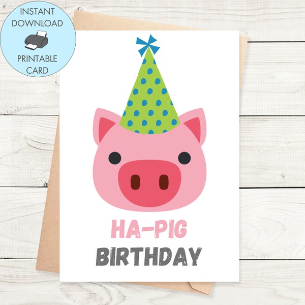 Printable Birthday Card Pig Lovers, Funny Birthday Card for Him Her, Pig Birthday Card Printable, Instant Download Birthday Card Funny