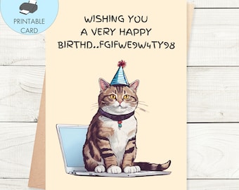 Printable Cat Birthday Card Funny Instant Download for Cat Lover - Etsy