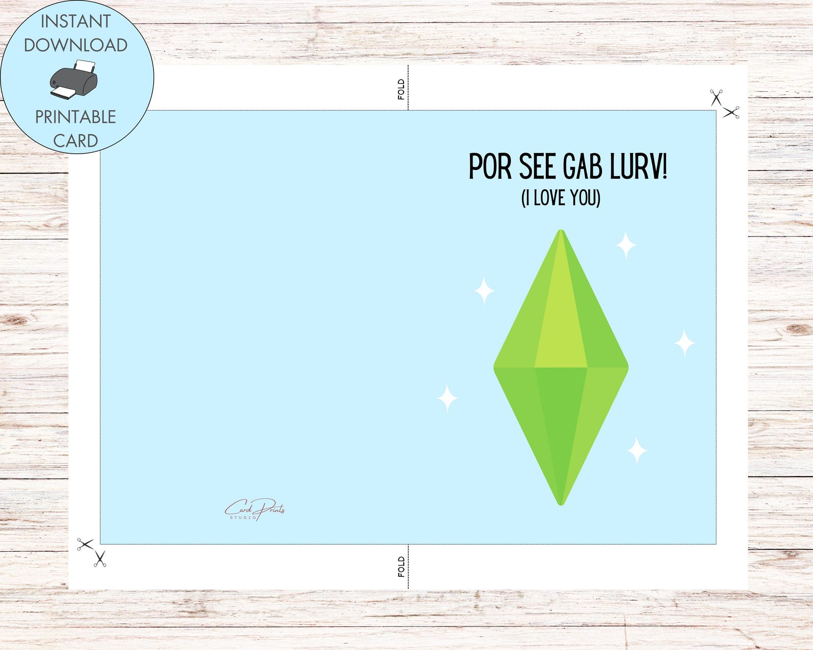 Printable Sims Anniversary Card Plumbob, Sims Instant Download Card ...