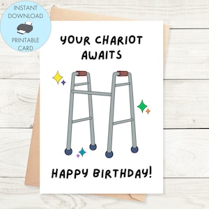 Carte d'anniversaire imprimable que votre char vous attend, carte d'anniversaire à téléchargement immédiat Carte d'anniversaire drôle Carte d'anniversaire coquine imprimable pour lui et elle