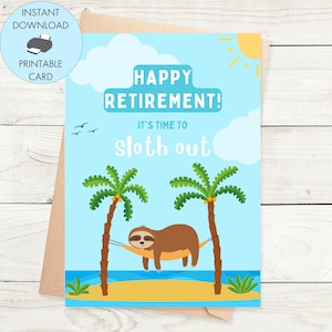 Cartão de aposentadoria para impressão, cartão de aposentadoria feliz para ela Cartão de aposentadoria engraçado Cartão de preguiça para ele, cartão de aposentadoria de download instantâneo