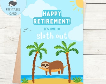 Tarjeta de jubilación imprimible, tarjeta de jubilación feliz para su tarjeta de jubilación divertida Tarjeta de perezoso para él, tarjeta de jubilación de descarga instantánea