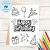 Printable Birthday Colouring Card for Children, Colour Your Own ...