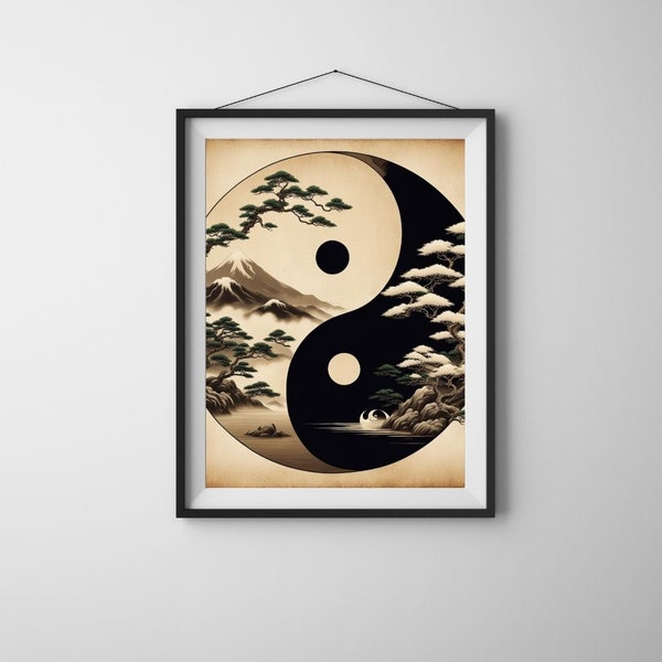 ying yang art | chinese art| digital art | printable art | asian art| cultural art | home decor| printable wall decor | oil painting |