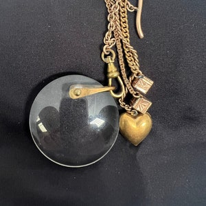 Vintage, David Navarro Pin, Magnifier, Heart in Yellow Gold Plate. Very Unusual and Rare!