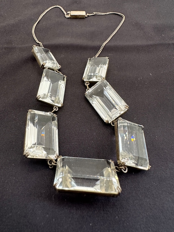 Vintage Rock Quartz Crystal Necklace, Sterling Si… - image 1